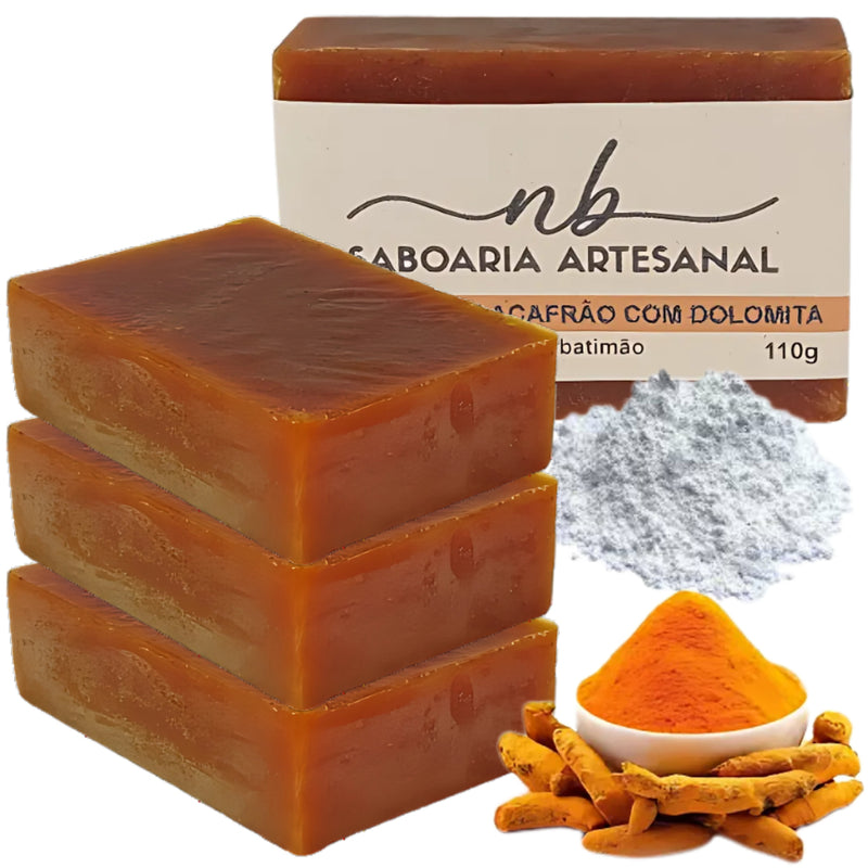 Kit com 3 sabonetes clareadores vegano de Açafrão e Dolomita