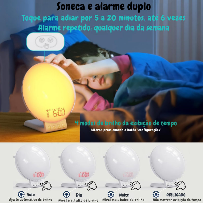 Luminária Abajur Inteligente Rgb Gamer Base De Indução Simulação do Nascer Do Sol