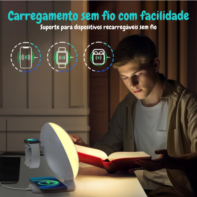Luminária Abajur Inteligente Rgb Gamer Base De Indução Simulação do Nascer Do Sol