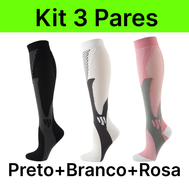 Kit 3 Pares de Meias de Compressão