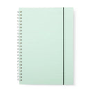 Caderno pautado com capa de plástico e mercador de elástico