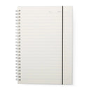 Caderno pautado com capa de plástico e mercador de elástico